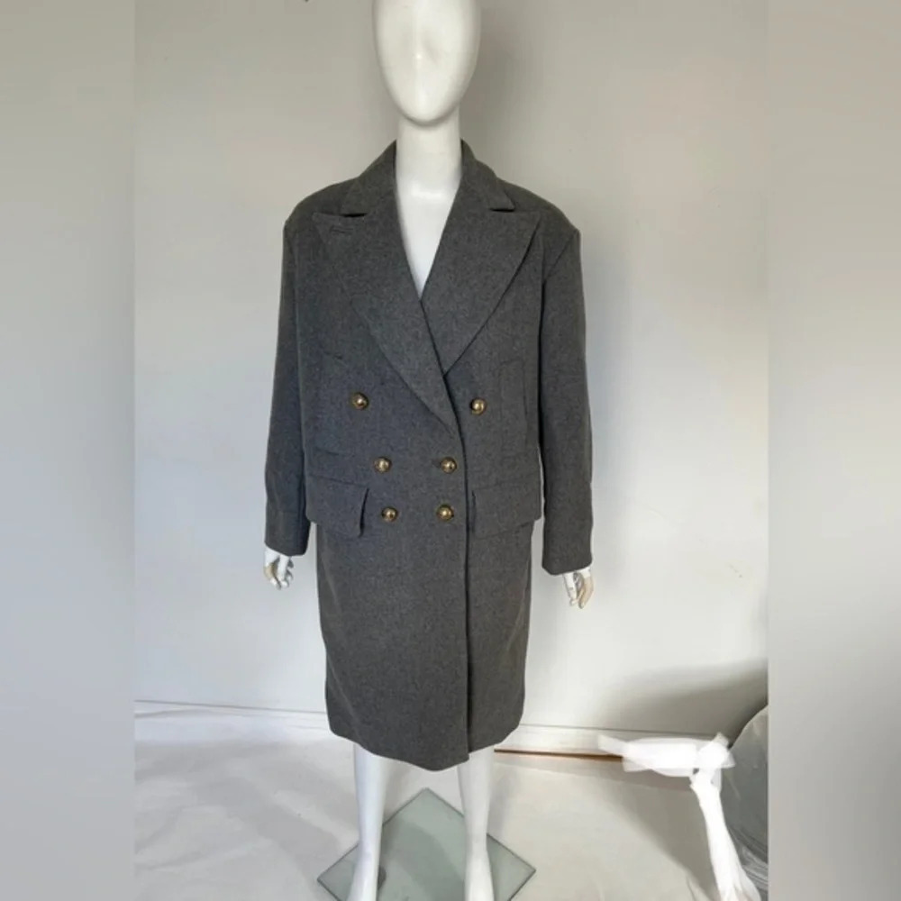 Sonia by Sonia Rykiel Virgin Wool Coat Grey Size FR 38 US 6/8 Preppy Luxury